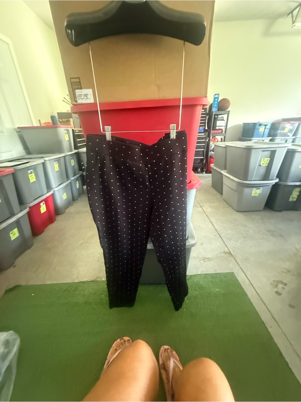 ' Black Polka Dot Stretch Pants m79